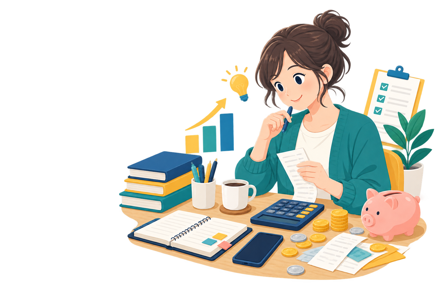 資格取得にかかる費用を整理するイラスト